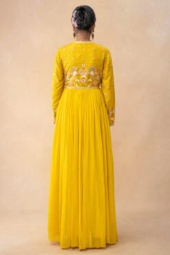 Ahilian Yellow Floral Embellished Anarkali Set -Echo Clothing Store 31723an20 5