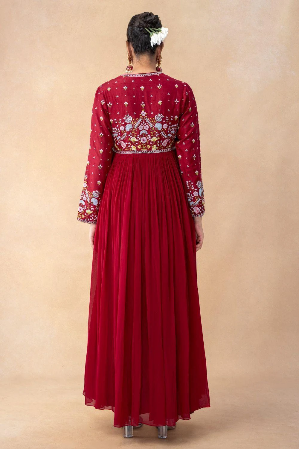 Ahilian Red Floral Embellished Anarkali Set 5 Ahilian Red Floral Embellished Anarkali Set - Image 5