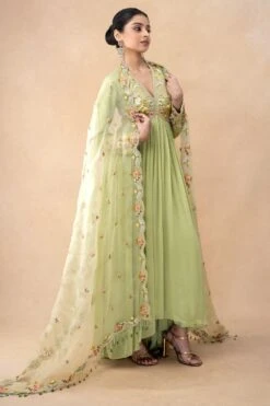 Ahilian Green Floral Embellished Anarkali Set -Echo Clothing Store 31723an4 3