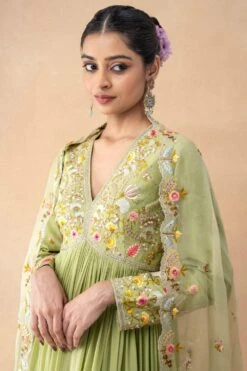Ahilian Green Floral Embellished Anarkali Set -Echo Clothing Store 31723an4 4