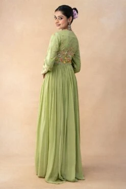 Ahilian Green Floral Embellished Anarkali Set -Echo Clothing Store 31723an4 6