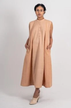 Ahmev Sleeveless Godet Pink Dress