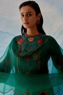 Chandrima Emerald Green Scallop Dupatta 5 Chandrima Emerald Green Scallop Dupatta -Echo Clothing Store 372506 1