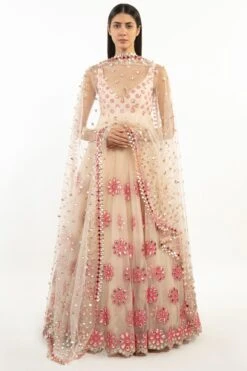 Abhinav Mishra Pink Embellished Anarkali Set
