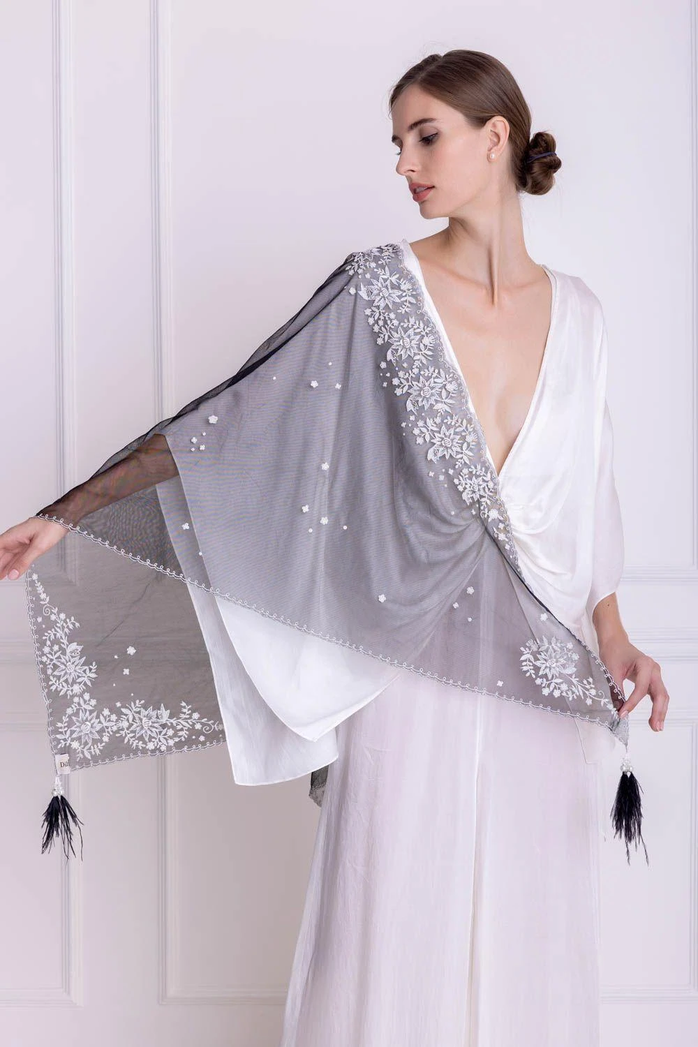 Dilnaz Black Triangle Stole 1 Dilnaz Black Triangle Stole