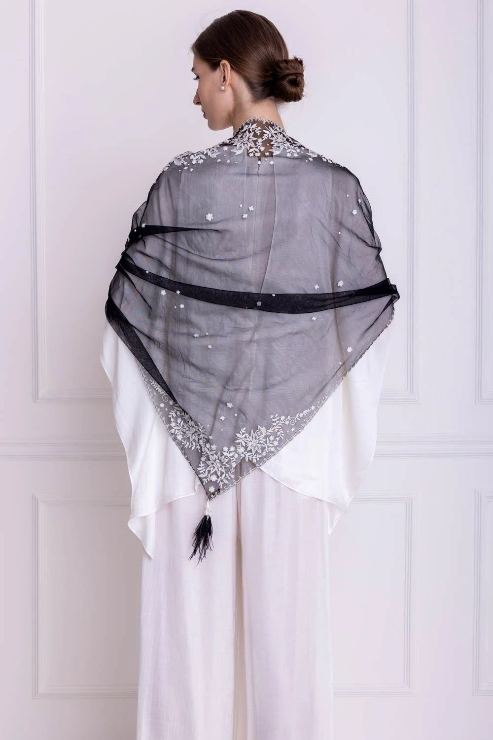 Dilnaz Black Triangle Stole 2 Dilnaz Black Triangle Stole - Image 2