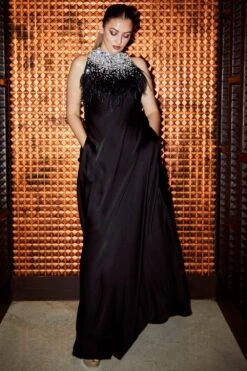 Dilnaz Black Embellished Gown