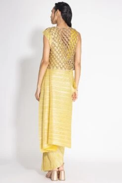 431-88 By Shweta Kapur Lemon Gold Sari Set With A Honeycomb Jacket -Echo Clothing Store 410coc11 4
