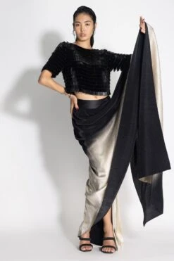 431-88 By Shweta Kapur Black To Gold Mightnight Sari Set 8 431-88 By Shweta Kapur Black To Gold Mightnight Sari Set -Echo Clothing Store 410coc7 3