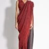 431-88 By Shweta Kapur Red Draped Sequin Sari Set