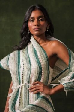 Richa Khemka One Shoulder Jumpsuit & A Rafia Textured Drape -Echo Clothing Store 426084 4