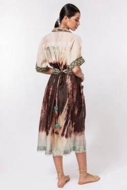 CAPISVIRLEO Ivory & Brown Tie-dye Dress 9 CAPISVIRLEO Ivory & Brown Tie-dye Dress -Echo Clothing Store 44cp3 5