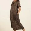 Urbania Brown Linen Shift Dress
