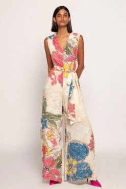 Saaksha & Kinni Ivory Periwinkle Bandhani Printed Jumpsuit