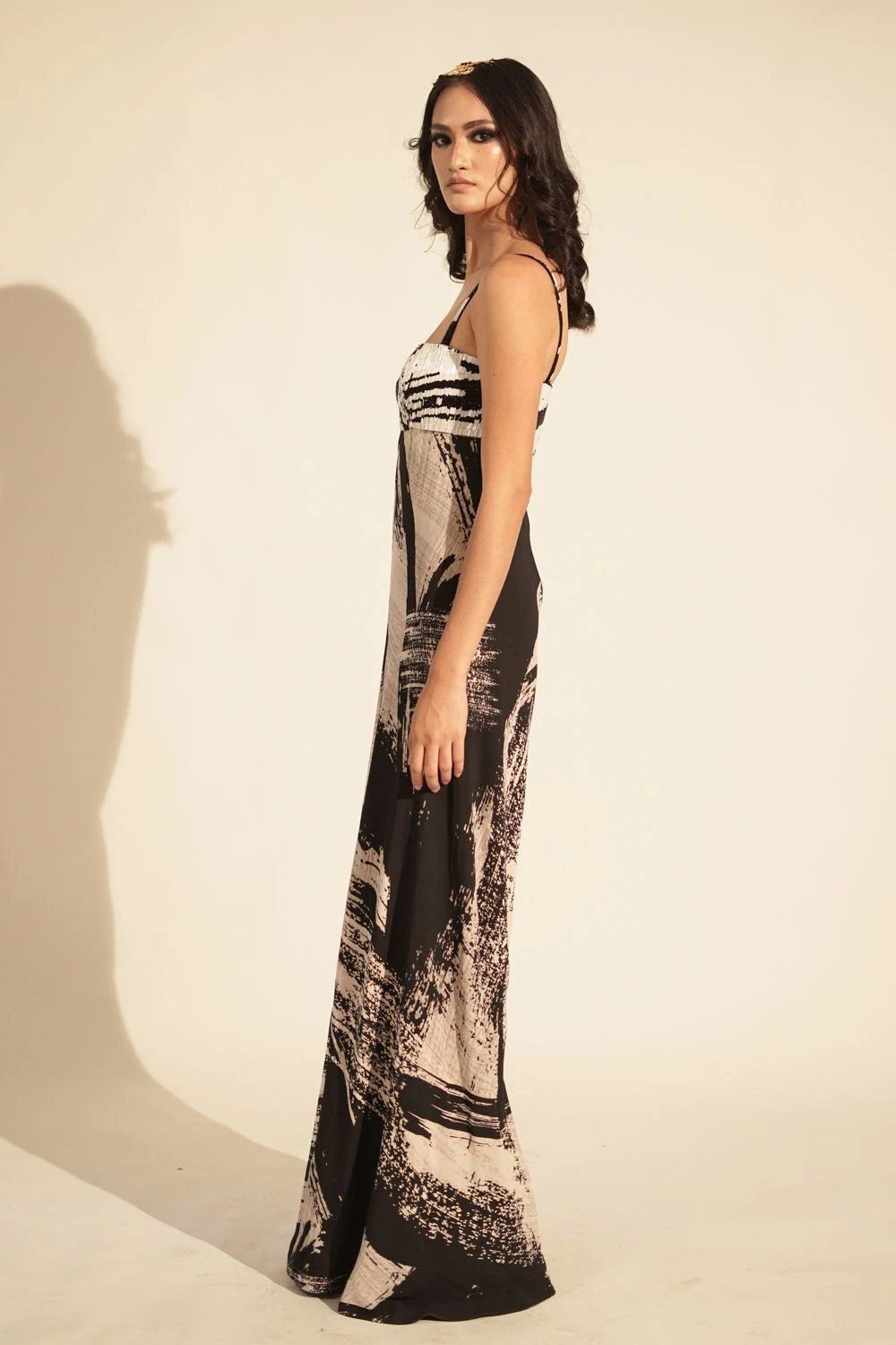 Nikita Mhaisalkar Black & White Stroke Print Jumpsuit 2 Nikita Mhaisalkar Black & White Stroke Print Jumpsuit - Image 2