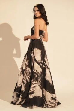 Nikita Mhaisalkar Black & White Stroke Print Ballgown -Echo Clothing Store 51223nmw4 4
