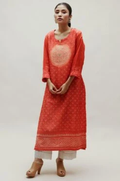 Naina Jain Orange Bandhani Kurta