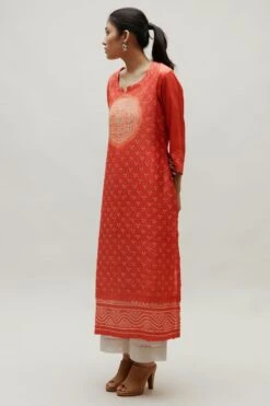 Naina Jain Orange Bandhani Kurta -Echo Clothing Store 512nj10 3
