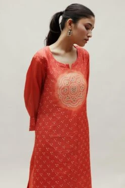 Naina Jain Orange Bandhani Kurta -Echo Clothing Store 512nj10 4