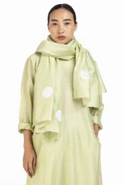Three Pale Lime Applique Polka Scarf