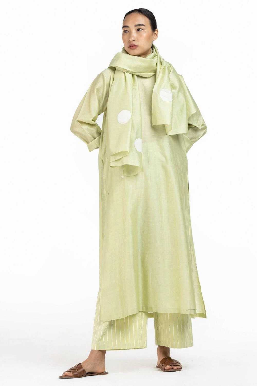 Three Pale Lime Applique Polka Scarf 2 Three Pale Lime Applique Polka Scarf - Image 2