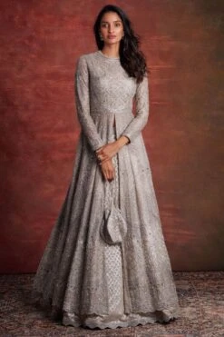 Jayanti Reddy Ivory Zardosi Embellished Anarkali Set