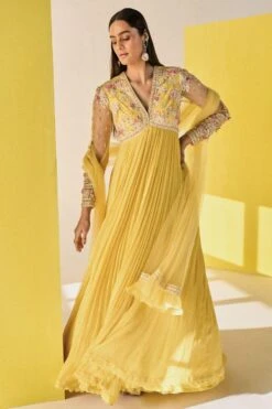 Ridhi Mehra Yellow Embellished Anarkali Set