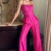 AROHI Berry Embellished Halter Style Jumpsuit
