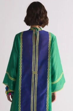 Ikai Electric Blue & Green Geometric Applique Kurta -Echo Clothing Store 5823iai46 4