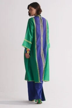 Ikai Electric Blue & Green Geometric Applique Kurta -Echo Clothing Store 5823iai46 5