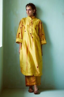 Medha Yellow Hand Embellished Tunic Set