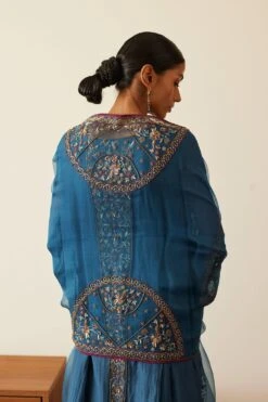 Sarang Kaur Blue Adree Stole -Echo Clothing Store 61023sk1 3