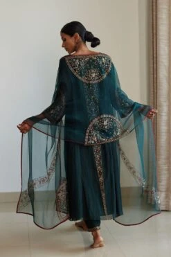 Sarang Kaur Green Adree Stole -Echo Clothing Store 61023sk11 3