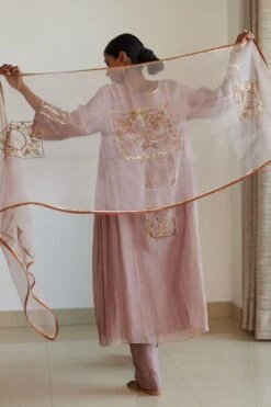 Sarang Kaur Grey Akaari Stole -Echo Clothing Store 61023sk17 4