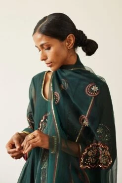 Sarang Kaur Green Shashi Stole -Echo Clothing Store 61023sk9 3