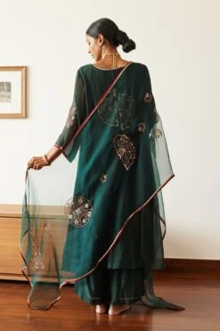 Sarang Kaur Green Shashi Stole -Echo Clothing Store 61023sk9 4