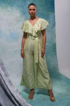 Sakshi Khetterpal Lavender Hued Chanderi Frill Jumpsuit