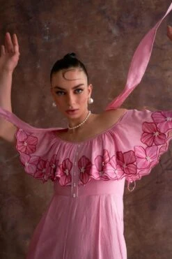 Sakshi Khetterpal Coral Chanderi Off-shoulder Jumpsuit -Echo Clothing Store 6124sk44 3