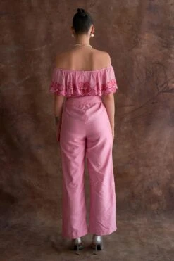 Sakshi Khetterpal Coral Chanderi Off-shoulder Jumpsuit -Echo Clothing Store 6124sk44 6