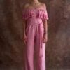 Sakshi Khetterpal Orchid-tinted Chanderi Off-shoulder Jumpsuit