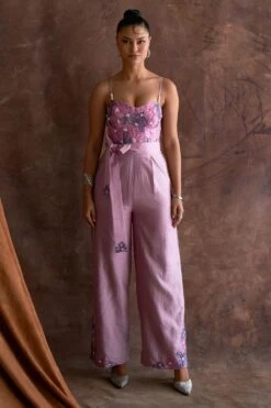 Sakshi Khetterpal Wisteria Purple Chanderi Corset Jumpsuit