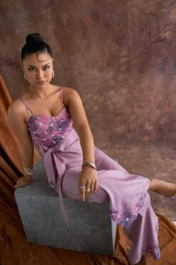 Sakshi Khetterpal Wisteria Purple Chanderi Corset Jumpsuit -Echo Clothing Store 6124sk46 4