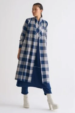 Three Navy Blue Checkered Scarf -Echo Clothing Store 612thw62 4