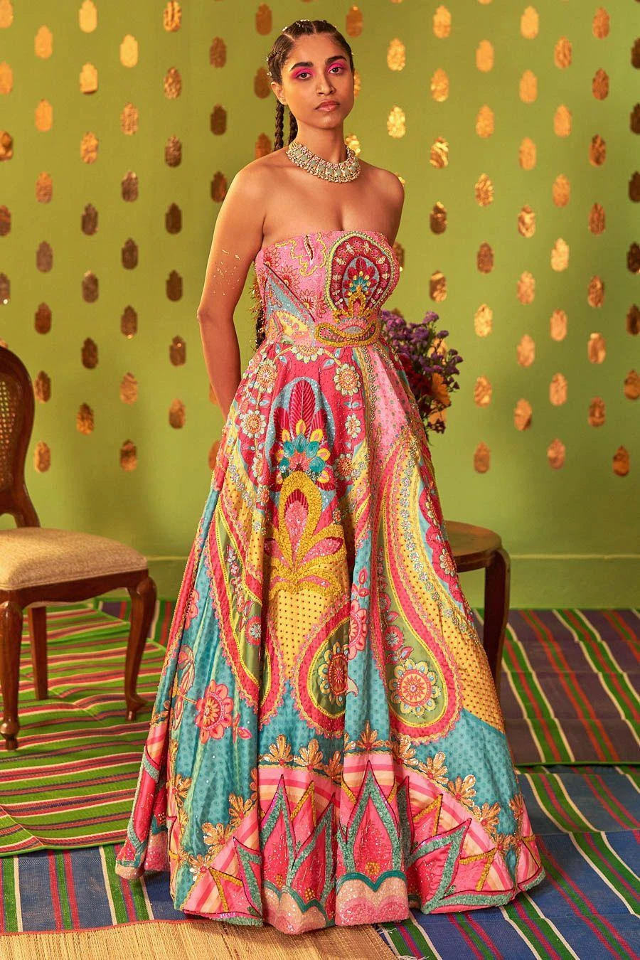 Siddhartha Bansal Pink 3-D Embellished Gown 2 Siddhartha Bansal Pink 3-D Embellished Gown - Image 2