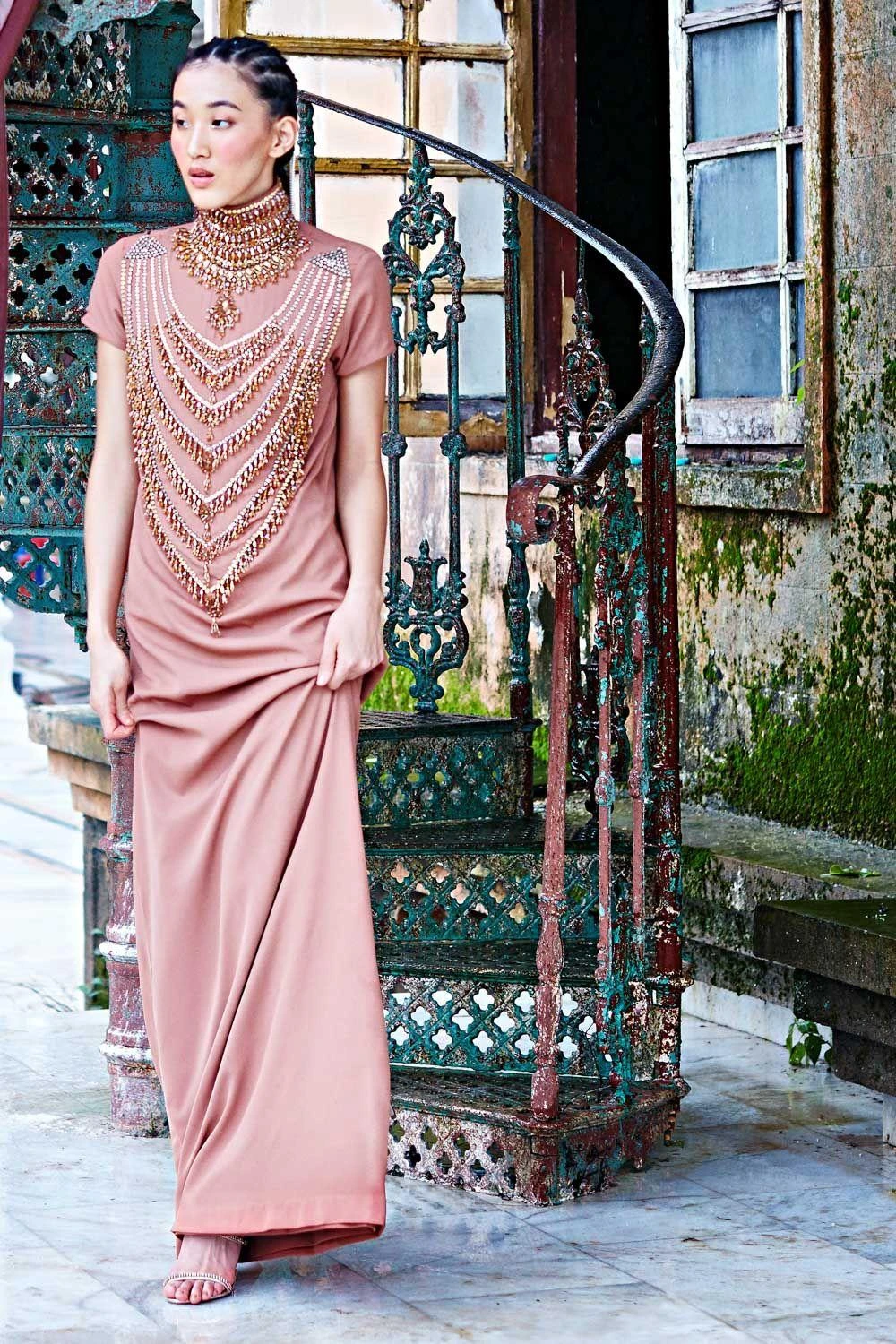 Mala And Kinnary Mocha Column Gown 2 Mala And Kinnary Mocha Column Gown - Image 2