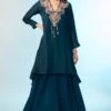 Anjali Kanwar Dark Teal Embellished Tunic & Skirt Set