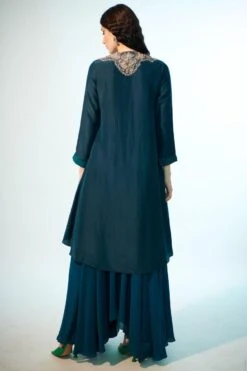 Anjali Kanwar Dark Teal Embellished Tunic & Skirt Set 5 Anjali Kanwar Dark Teal Embellished Tunic & Skirt Set -Echo Clothing Store 6423akf13 3