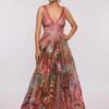 Aisha Rao Pink Printed & Embellished Organza Gown