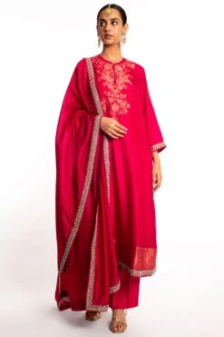 Jayanti Reddy Pink Embroidered Kurta Set With A Dupatta
