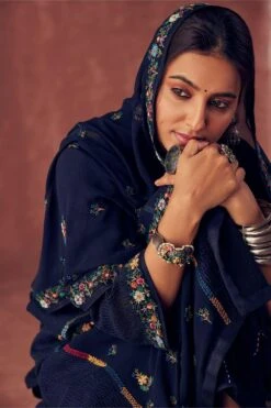 Sunira Designs Blue Zardosi Embellished Dupatta -Echo Clothing Store 6923sa28 3